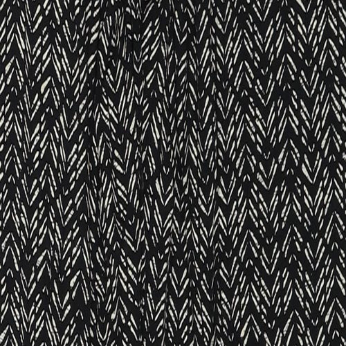 H&M Womens Black Geometric Viscose Trousers Size 6 Regular