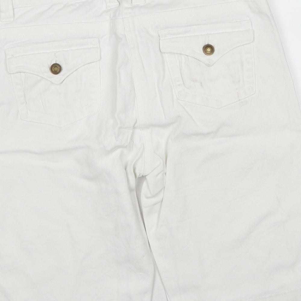 M&Co Womens White Cotton Skimmer Shorts Size 12 Regular Zip