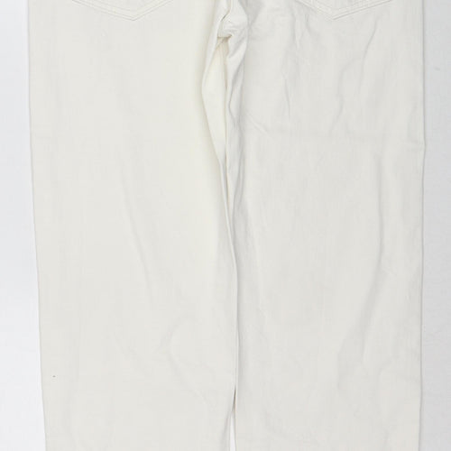 Lands' End Mens White Cotton Straight Jeans Size 31 in Regular Zip