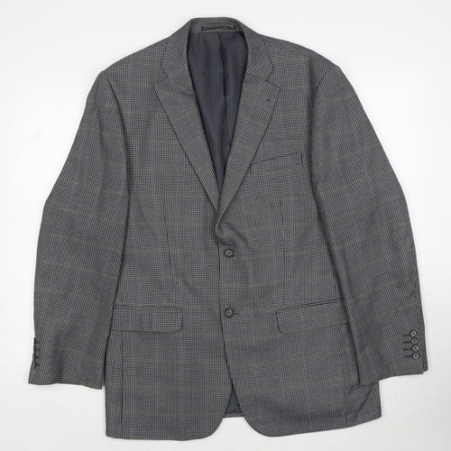 GreenWoods Mens Grey Geometric Polyester Jacket Blazer Size 40 Regular