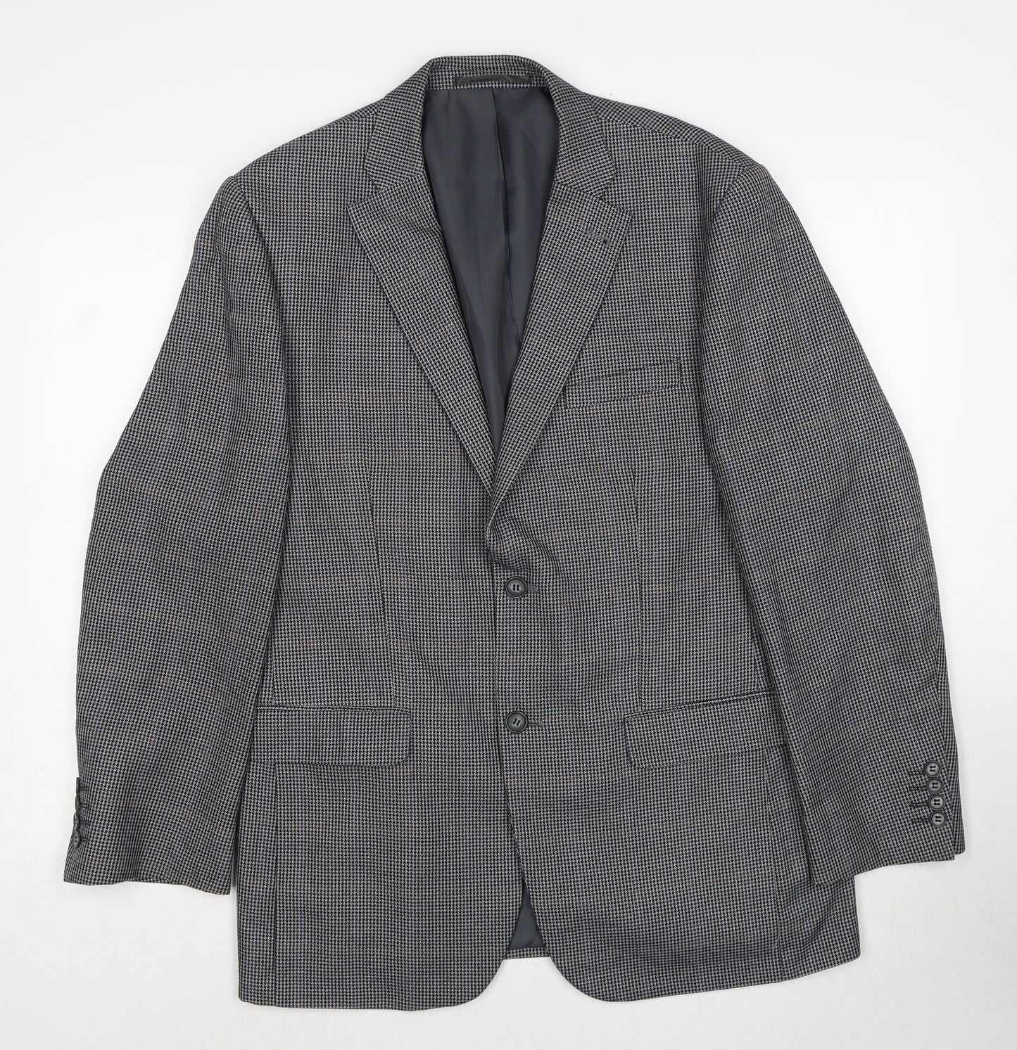 GreenWoods Mens Grey Geometric Polyester Jacket Blazer Size 40 Regular