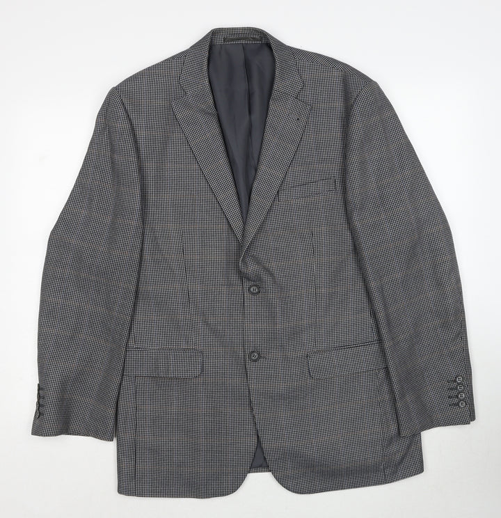 GreenWoods Mens Grey Geometric Polyester Jacket Blazer Size 40 Regular