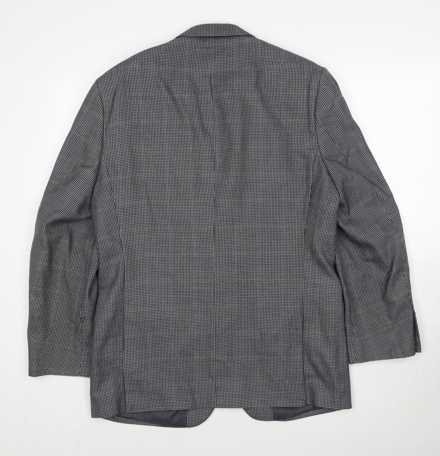 GreenWoods Mens Grey Geometric Polyester Jacket Blazer Size 40 Regular