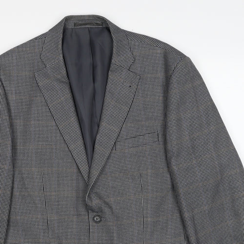 GreenWoods Mens Grey Geometric Polyester Jacket Blazer Size 40 Regular