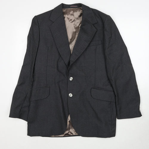 Jacson Mens Grey Striped Polyester Jacket Suit Jacket Size 40 Regular
