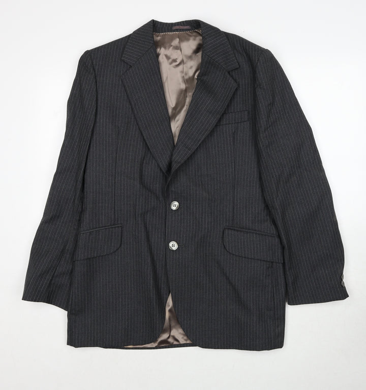 Jacson Mens Grey Striped Polyester Jacket Suit Jacket Size 40 Regular