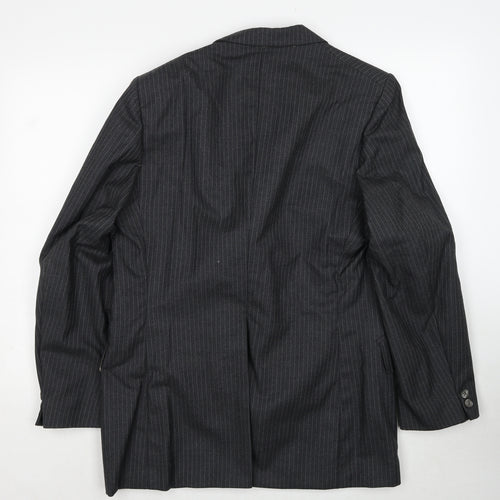 Jacson Mens Grey Striped Polyester Jacket Suit Jacket Size 40 Regular