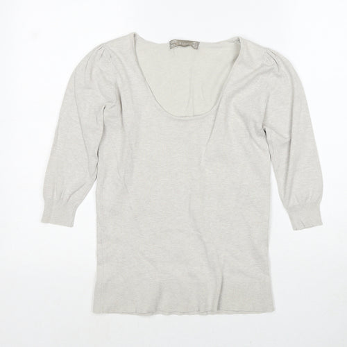 Zara Womens Grey Polyester Basic T-Shirt Size S Round Neck