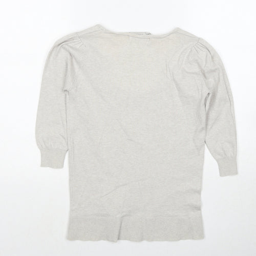 Zara Womens Grey Polyester Basic T-Shirt Size S Round Neck