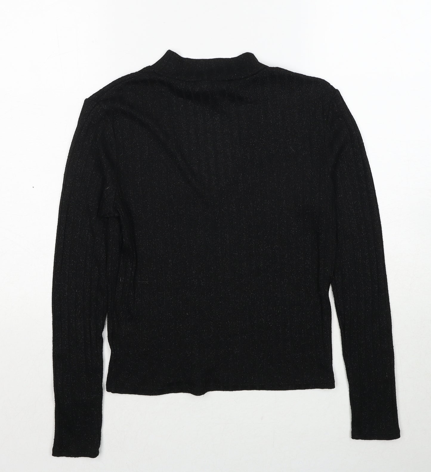 H&M Womens Black V-Neck Polyester Pullover Jumper Size S