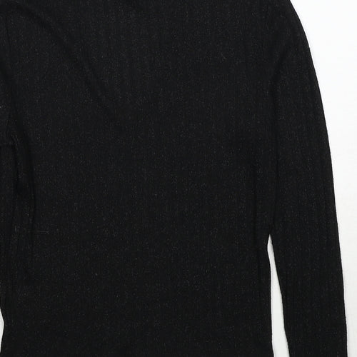 H&M Womens Black V-Neck Polyester Pullover Jumper Size S