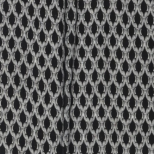 H&M Womens Black Geometric Cotton Trousers Size 6 Regular Zip