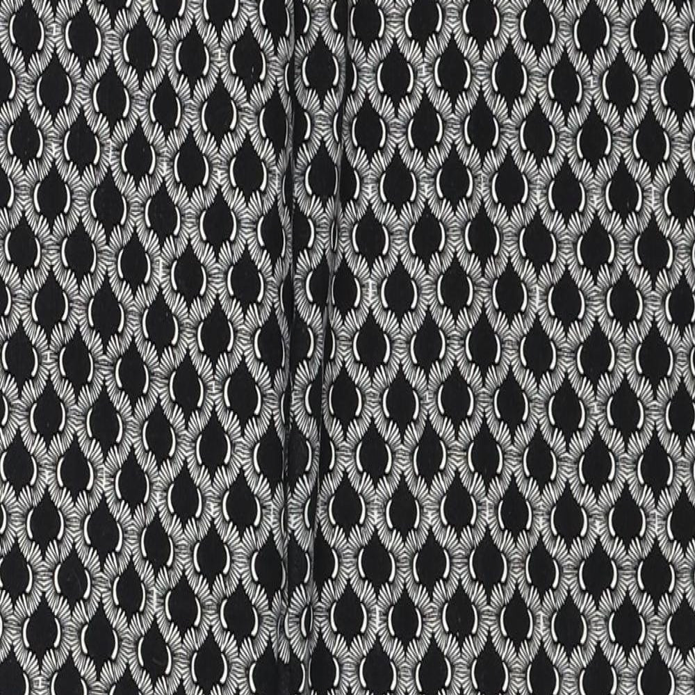 H&M Womens Black Geometric Cotton Trousers Size 6 Regular Zip