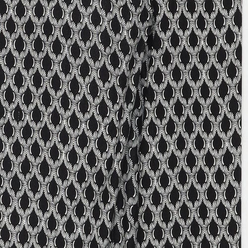 H&M Womens Black Geometric Cotton Trousers Size 6 Regular Zip