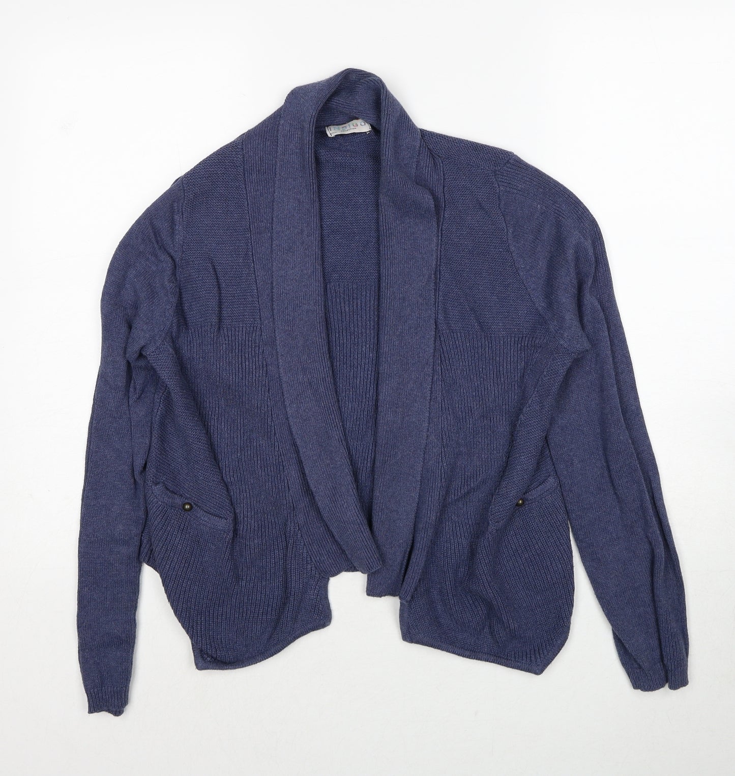 Marks and Spencer Womens Blue V-Neck Cotton Cardigan Jumper Size 12