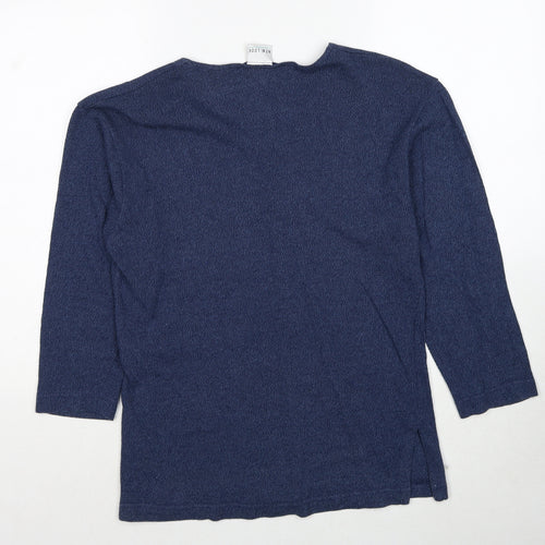 New Look Womens Blue Round Neck Cotton Pullover Jumper One Size