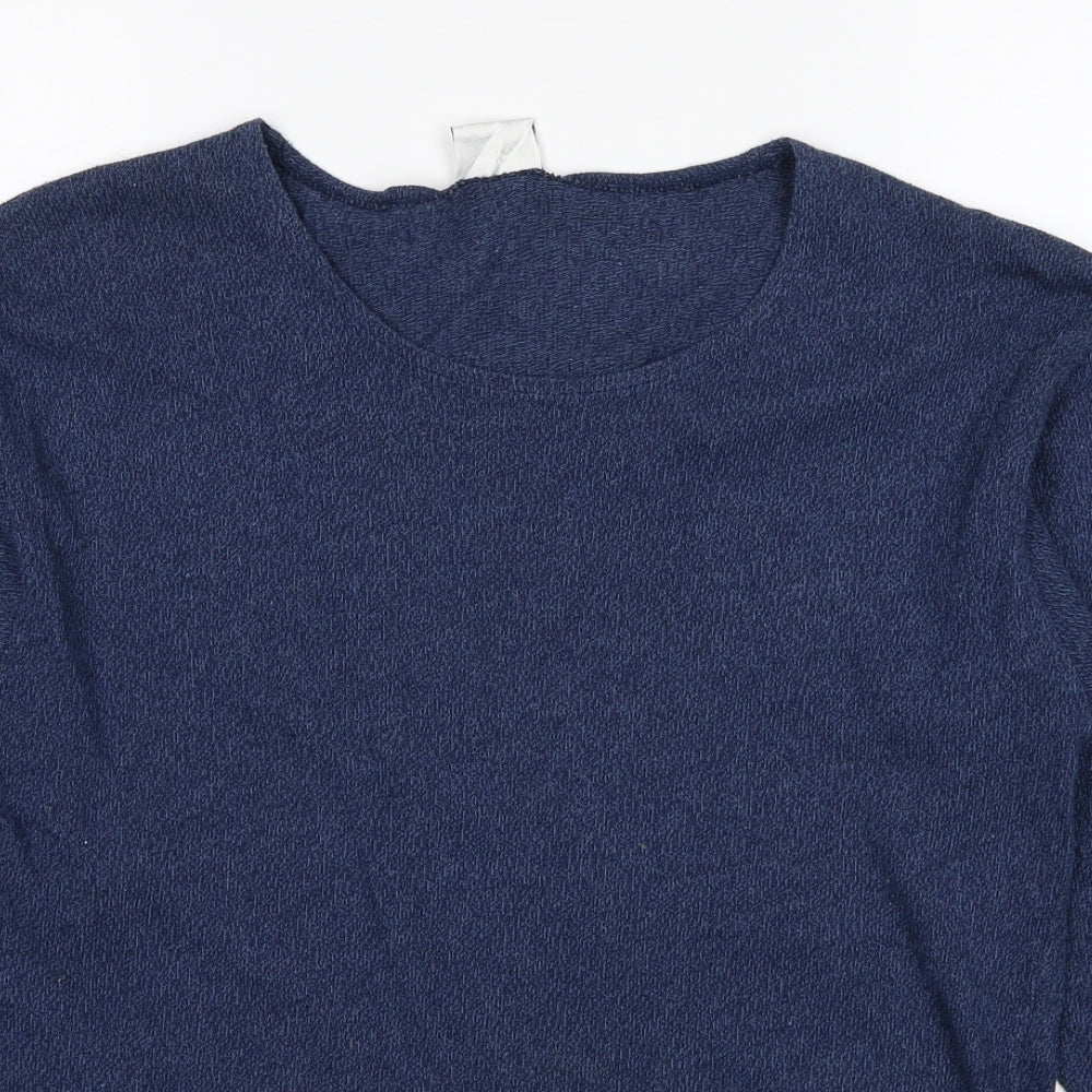 New Look Womens Blue Round Neck Cotton Pullover Jumper One Size