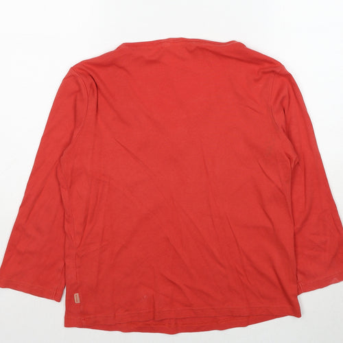Debenhams Womens Orange Cotton Basic Blouse Size 12 V-Neck - Flower Detail