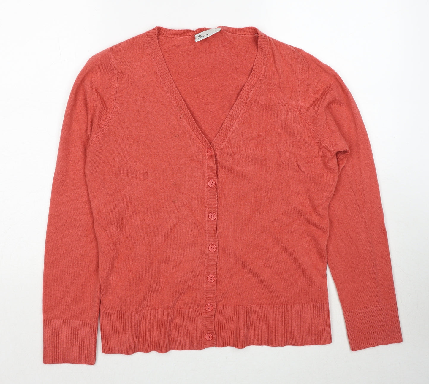BHS Womens Red V-Neck Acrylic Cardigan Jumper Size 12