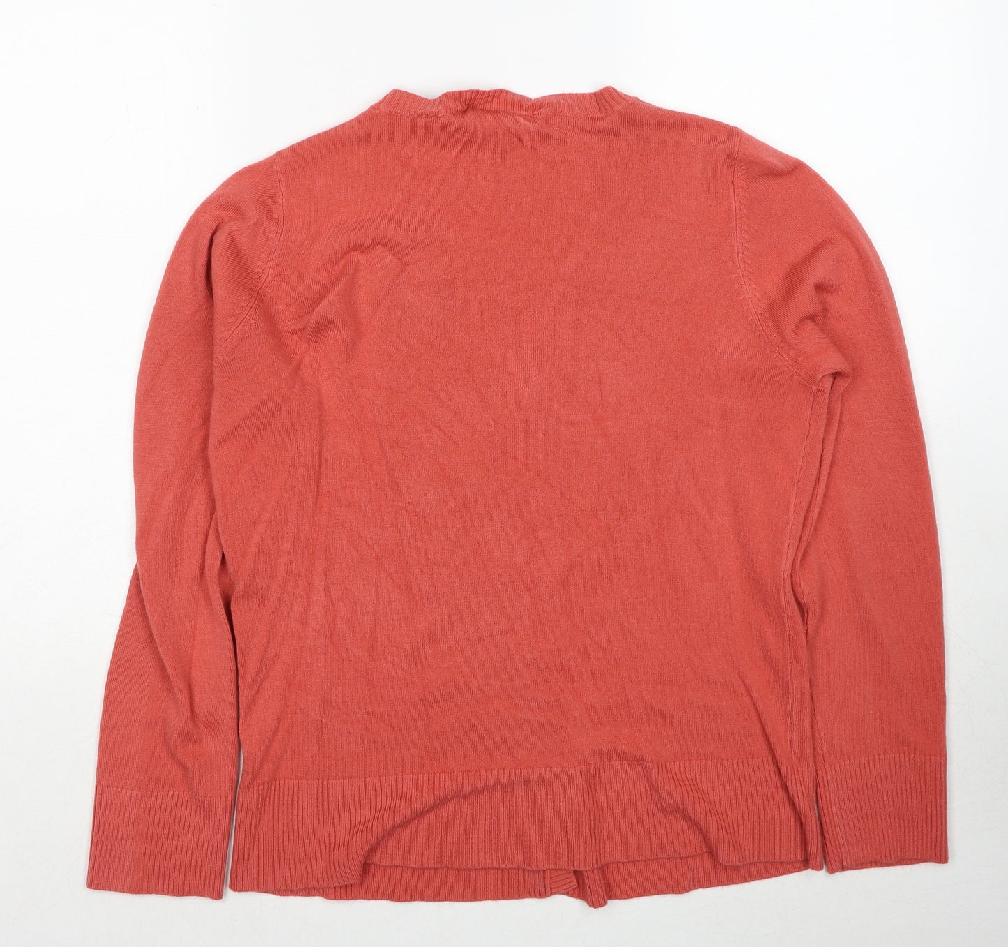 BHS Womens Red V-Neck Acrylic Cardigan Jumper Size 12