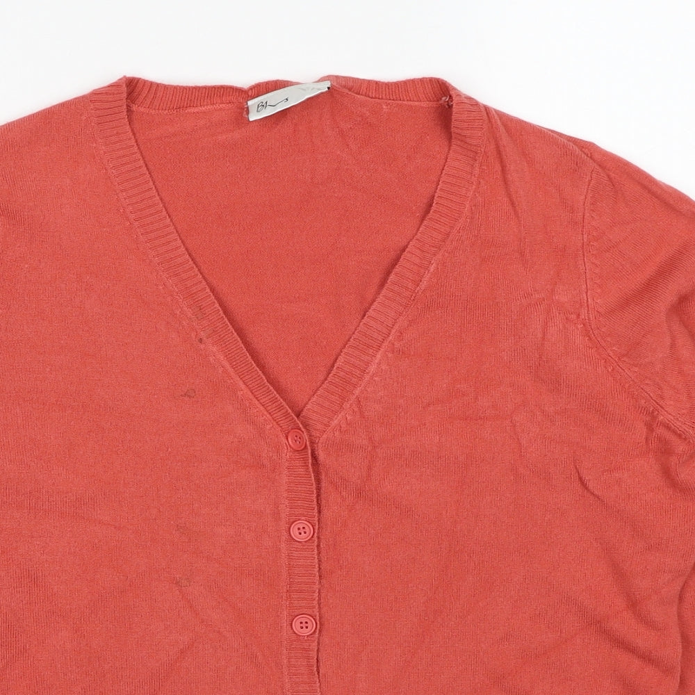 BHS Womens Red V-Neck Acrylic Cardigan Jumper Size 12