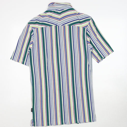 Jackpot Mens Multicoloured Striped Polyester Polo Size M Collared Pullover