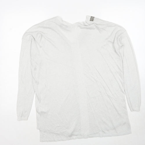 NEXT Womens Grey V-Neck Viscose Pullover Jumper Size 14
