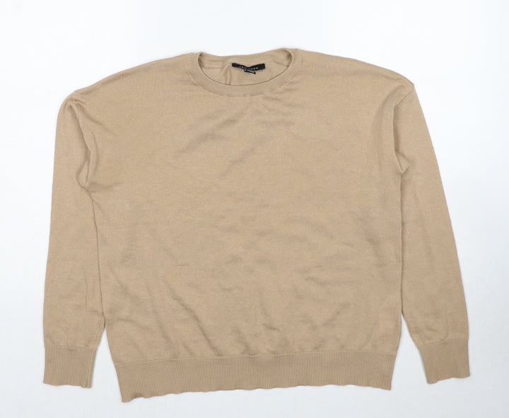 New Look Womens Beige Round Neck Polyester Pullover Jumper Size S
