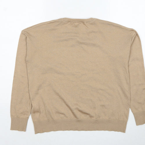 New Look Womens Beige Round Neck Polyester Pullover Jumper Size S