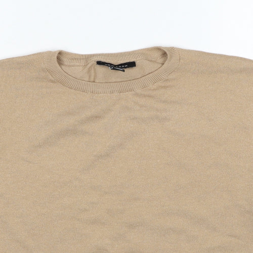 New Look Womens Beige Round Neck Polyester Pullover Jumper Size S