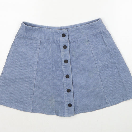 Glamorous Womens Blue Polyester Mini Skirt Size S Button