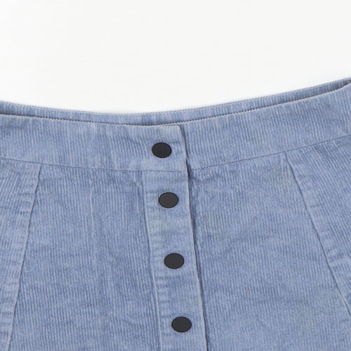 Glamorous Womens Blue Polyester Mini Skirt Size S Button