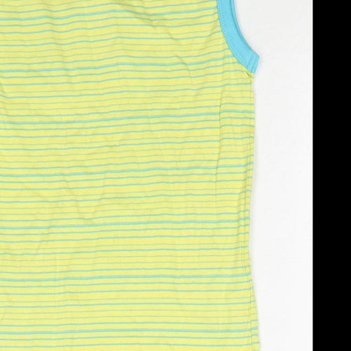 Jack Green Boys Yellow Striped Cotton Basic Tank Size 7-8 Years Round Neck Pullover
