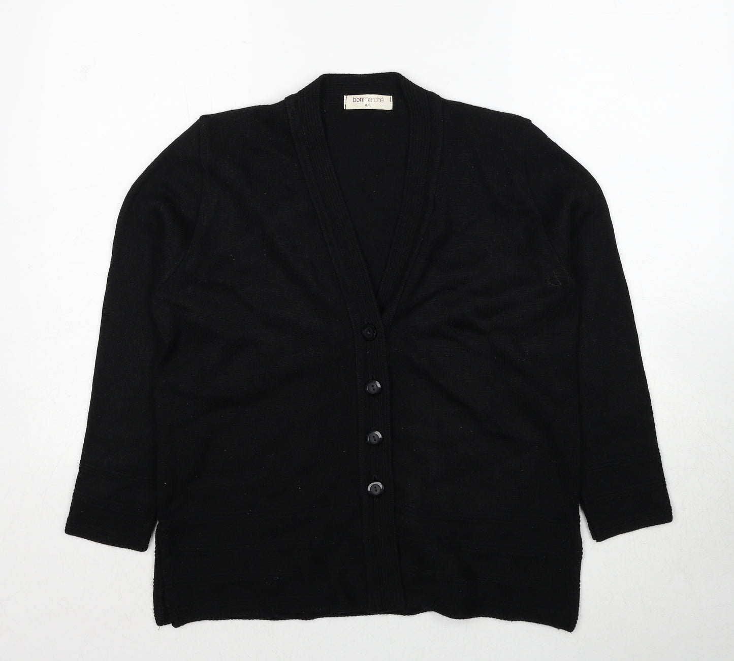 Bonmarché Womens Black V-Neck Wool Cardigan Jumper Size M
