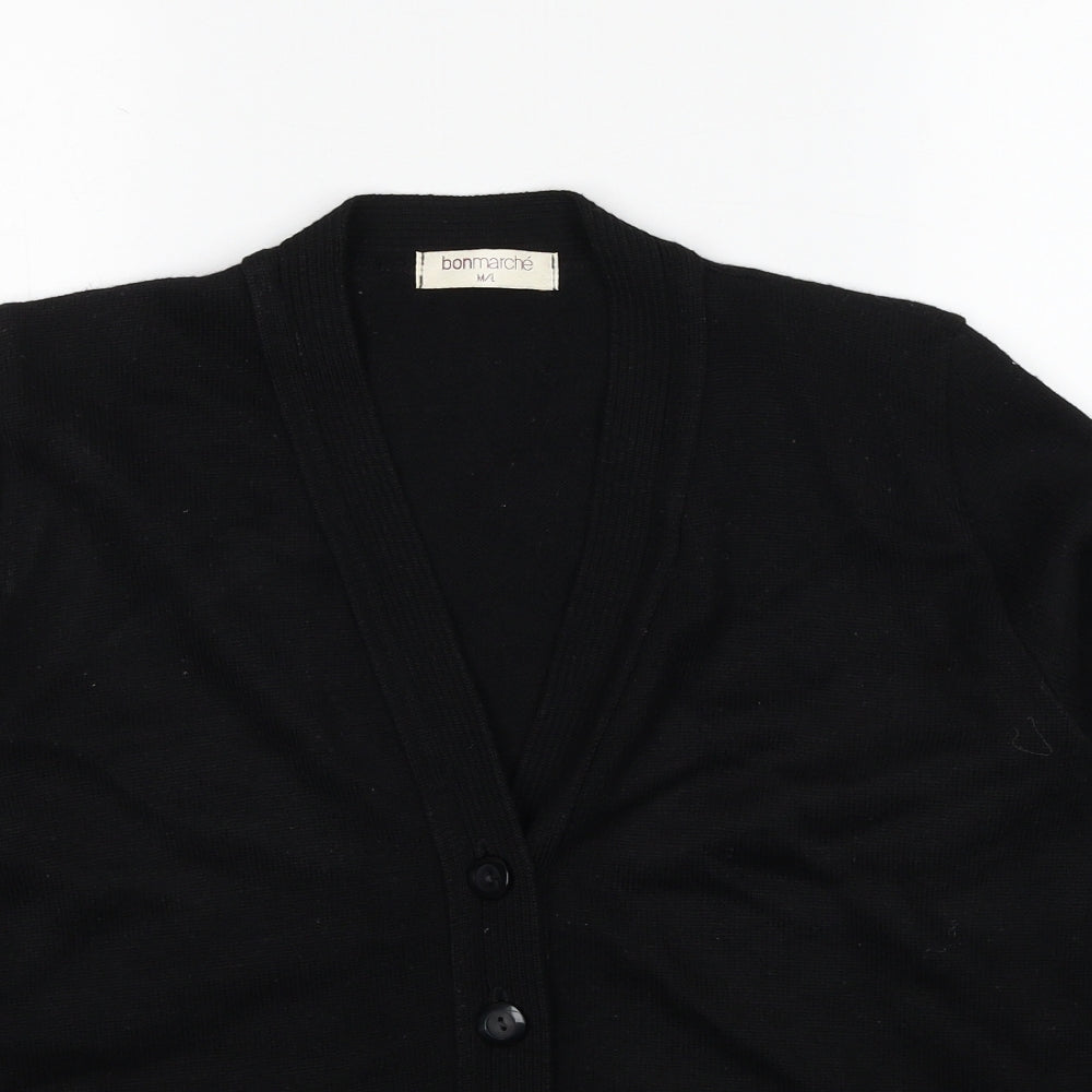 Bonmarché Womens Black V-Neck Wool Cardigan Jumper Size M