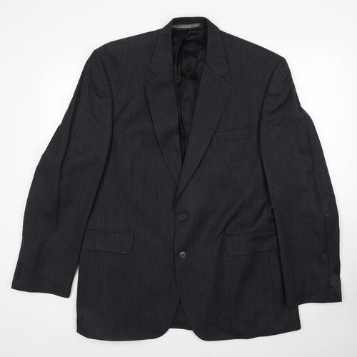 The Label Mens Grey Striped Wool Jacket Suit Jacket Size 44 Regular