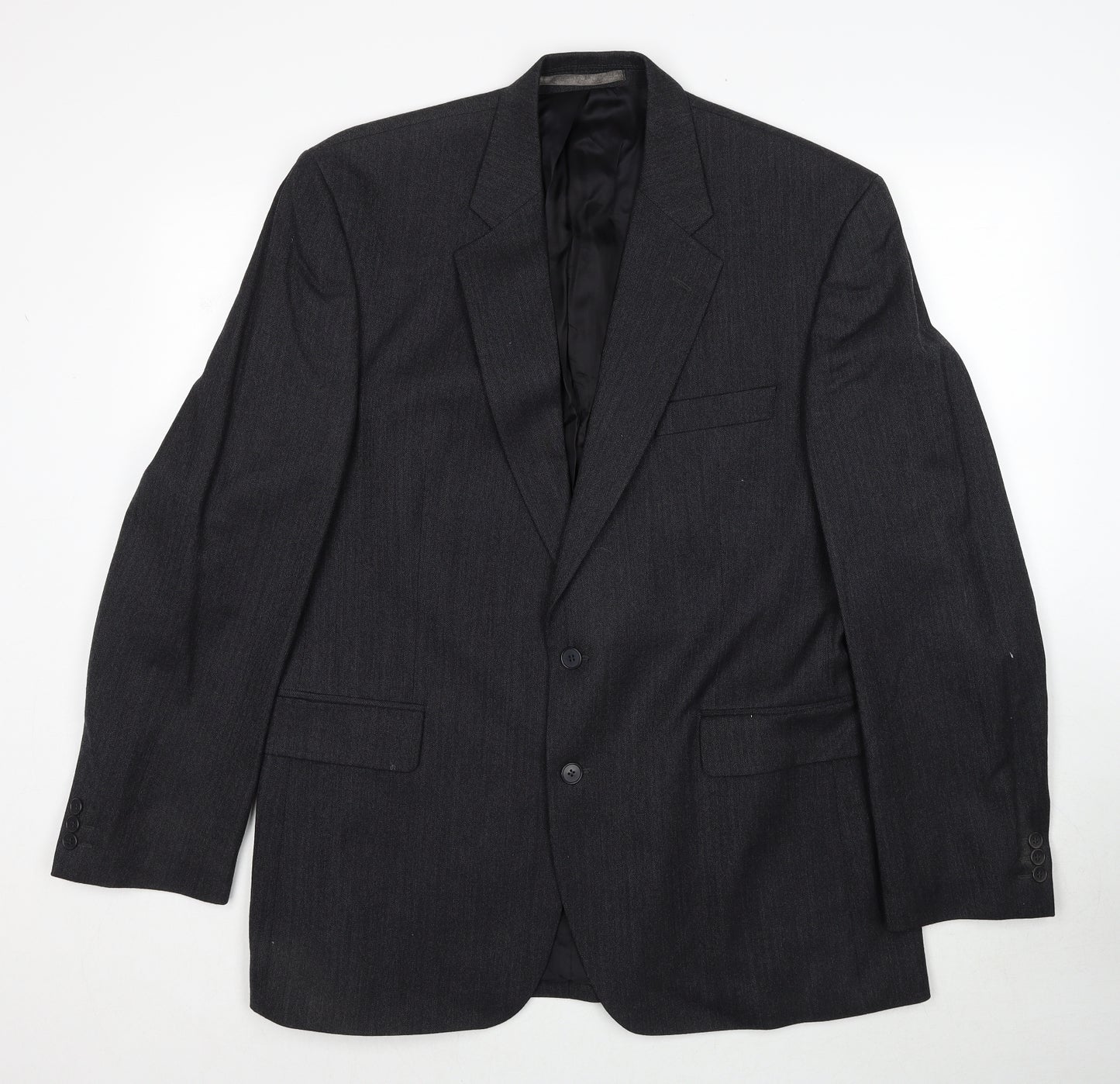 The Label Mens Grey Striped Wool Jacket Suit Jacket Size 44 Regular