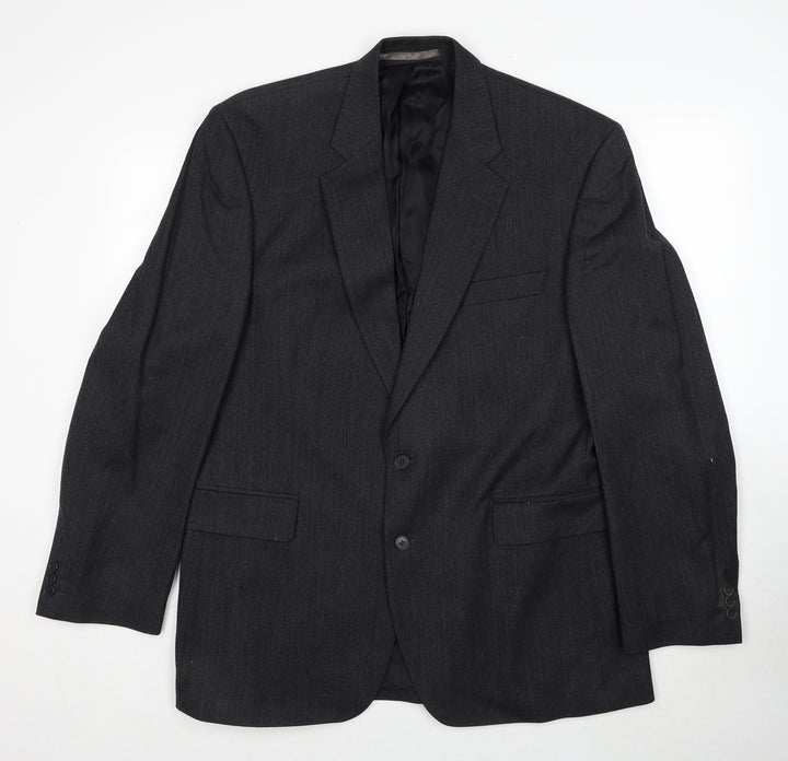 The Label Mens Grey Striped Wool Jacket Suit Jacket Size 44 Regular