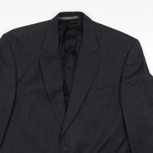 The Label Mens Grey Striped Wool Jacket Suit Jacket Size 44 Regular