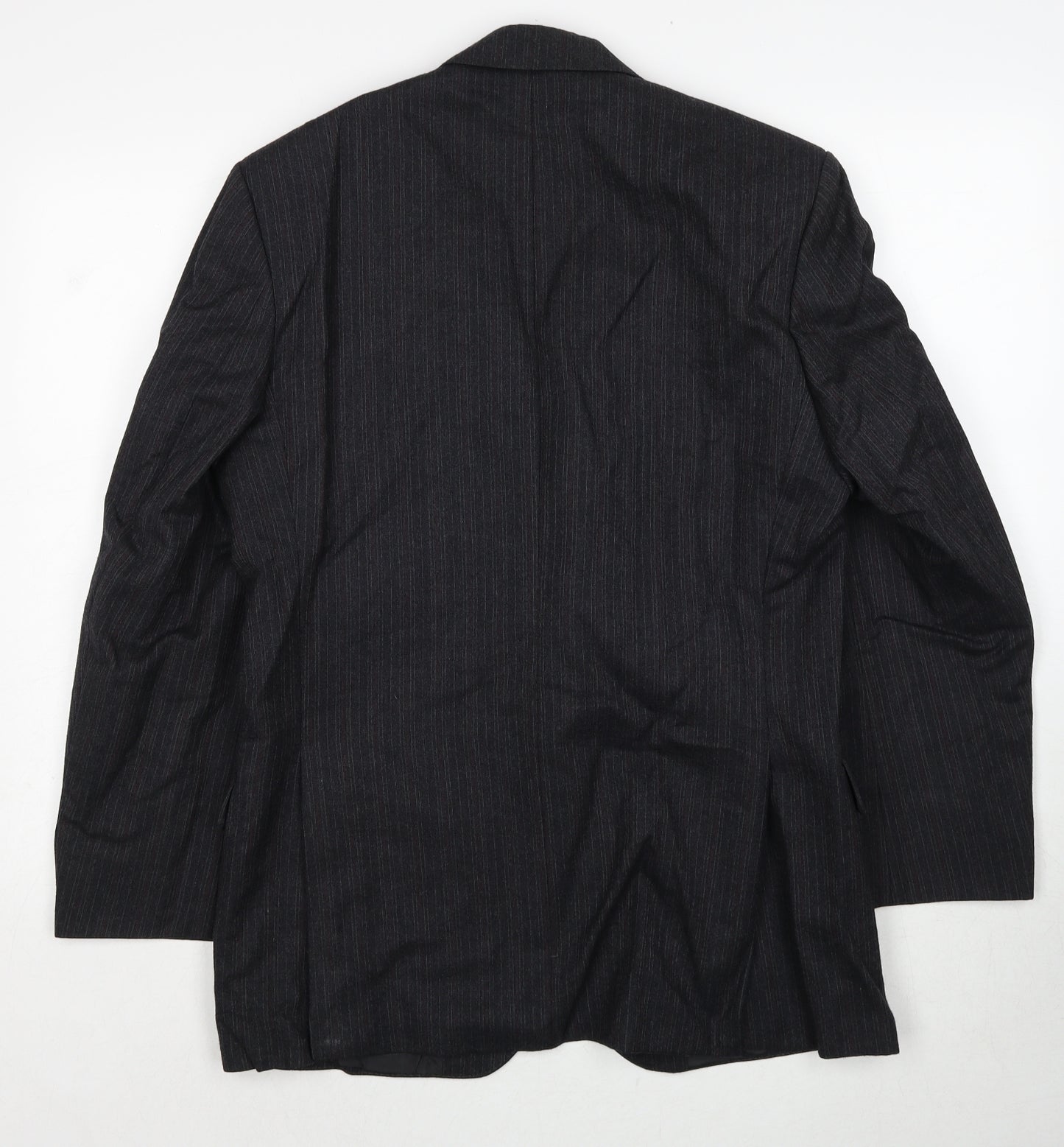 Label Mens Grey Striped Wool Jacket Suit Jacket Size 38 Regular