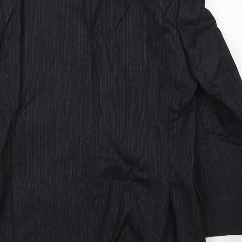 Label Mens Grey Striped Wool Jacket Suit Jacket Size 38 Regular