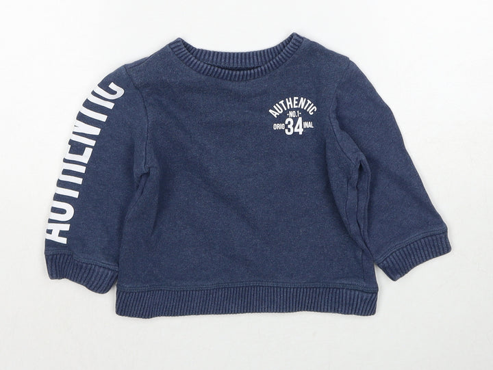 Mothercare Boys Blue Cotton Pullover Jumper Size 12-18 Months Pullover - Authentic