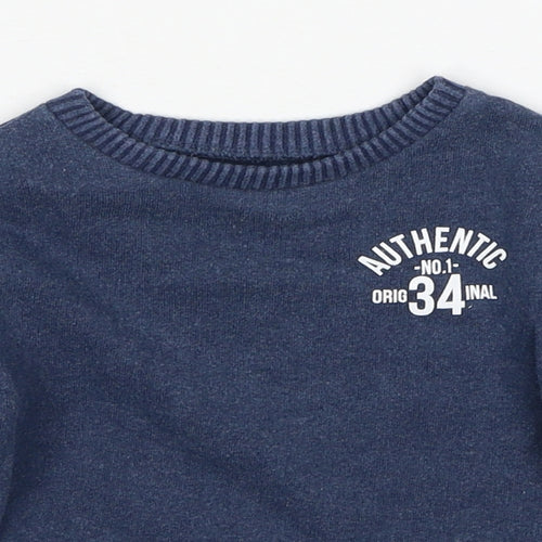 Mothercare Boys Blue Cotton Pullover Jumper Size 12-18 Months Pullover - Authentic