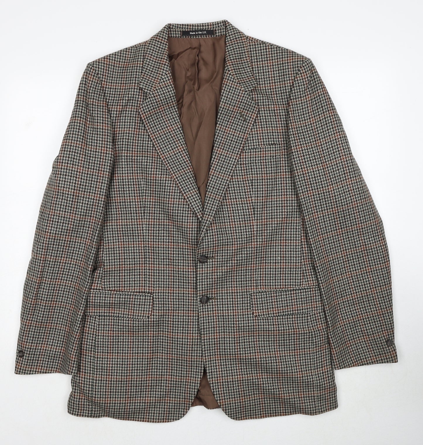 The Avenue Mens Grey Geometric Polyester Jacket Blazer Size 38 Regular