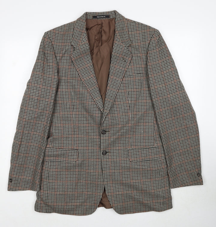 The Avenue Mens Grey Geometric Polyester Jacket Blazer Size 38 Regular