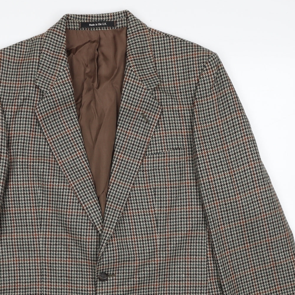 The Avenue Mens Grey Geometric Polyester Jacket Blazer Size 38 Regular