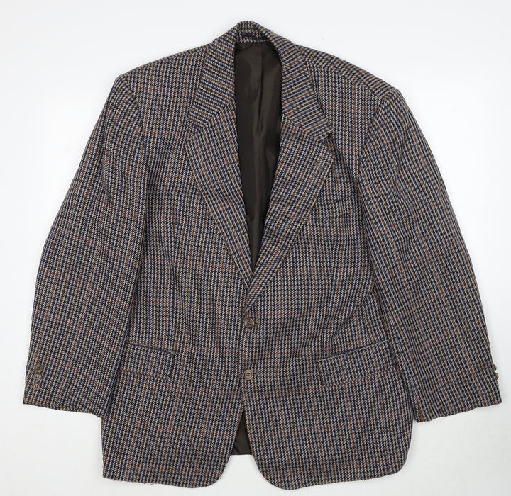 C&A Mens Brown Geometric Polyester Jacket Blazer Size M Regular