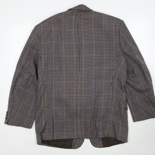C&A Mens Brown Geometric Polyester Jacket Blazer Size M Regular