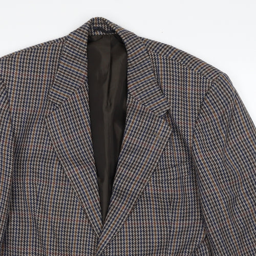 C&A Mens Brown Geometric Polyester Jacket Blazer Size M Regular