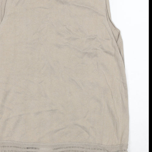 Vientoodonna Womens Beige V-Neck Cotton Cardigan Jumper Size 10